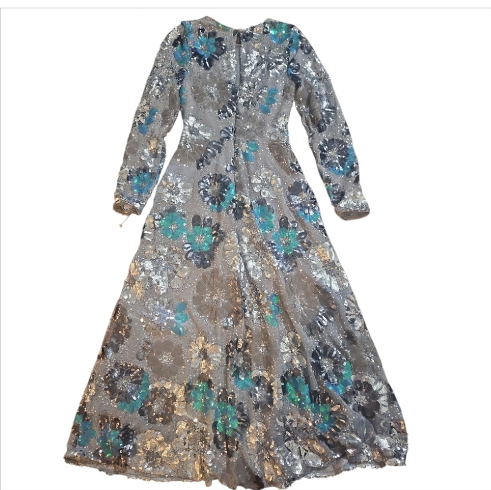 NWOT Dress the Population Sequin Floral Midi Dress 0 - Picture 6 of 10